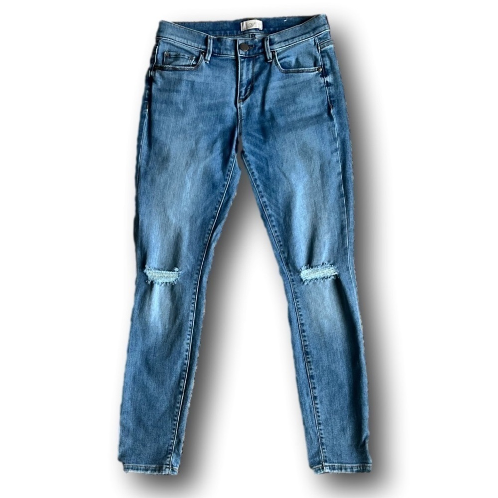 LOFT modern Skinny Distressed Stretch Denim Jeans medium wash